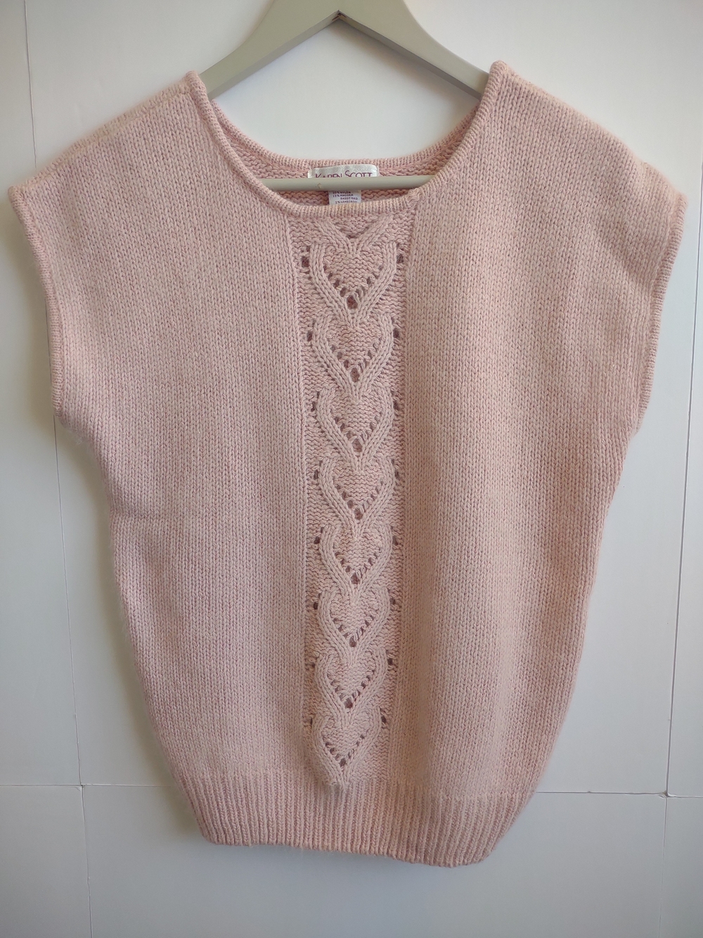 Karen Scott Pink Angora Lambswool Knit Sweater Vest Size L